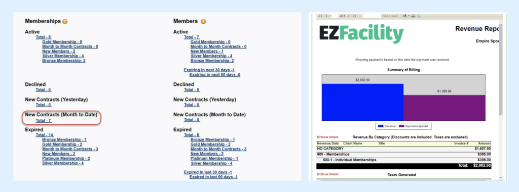 Upper hand – membership reports from mindbody and ez facility